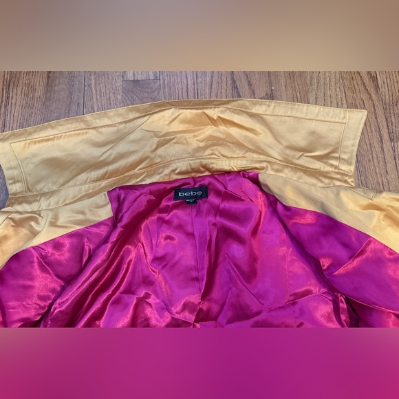 Pre-loved Bebe Gold Satin Double Breasted Trench Coat - Picture 5 of 7